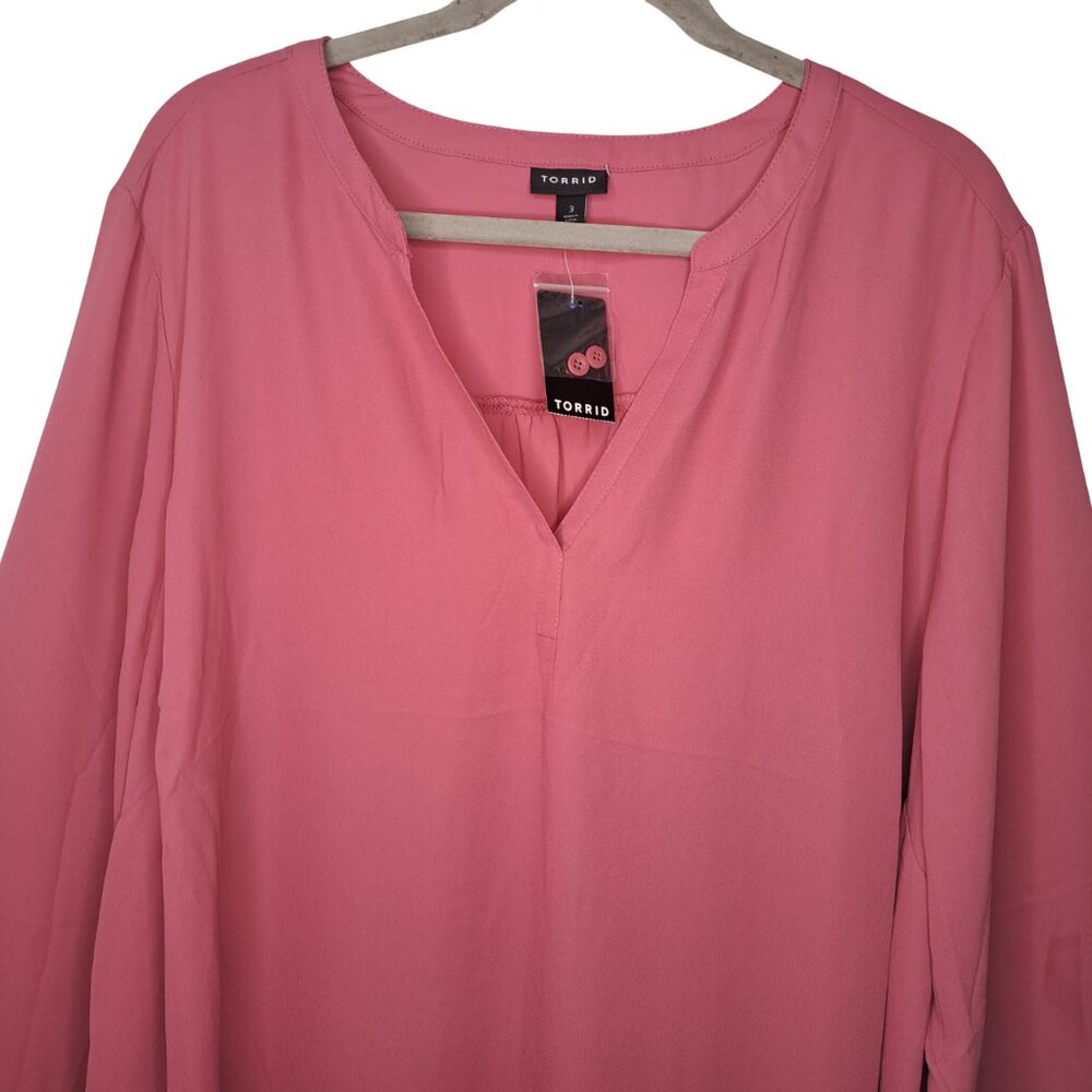 NEW Torrid Dusty Pink Rose Wine Georgette Blouse Plus Size 3 - Picture 3 of 6